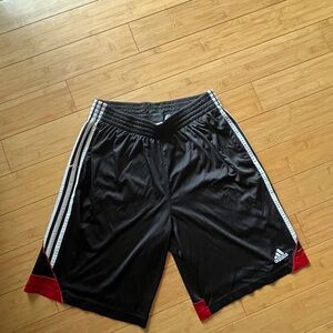 Adidas Men's Black Shorts with Red and White Trim